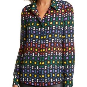 Alice & Olivia Willa Printed Silk Blouse